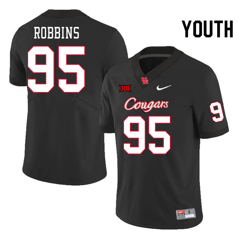 Youth #95 Taleeq Robbins Houston Cougars Big 12 XII College Football Jerseys Stitched-Black - Click Image to Close